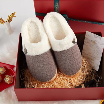 Women'S Slip on Fuzzy House Slippers Memory Foam Slippers Scuff Outdoor Indoor Warm Plush Bedroom Shoes with Faux Fur Lining