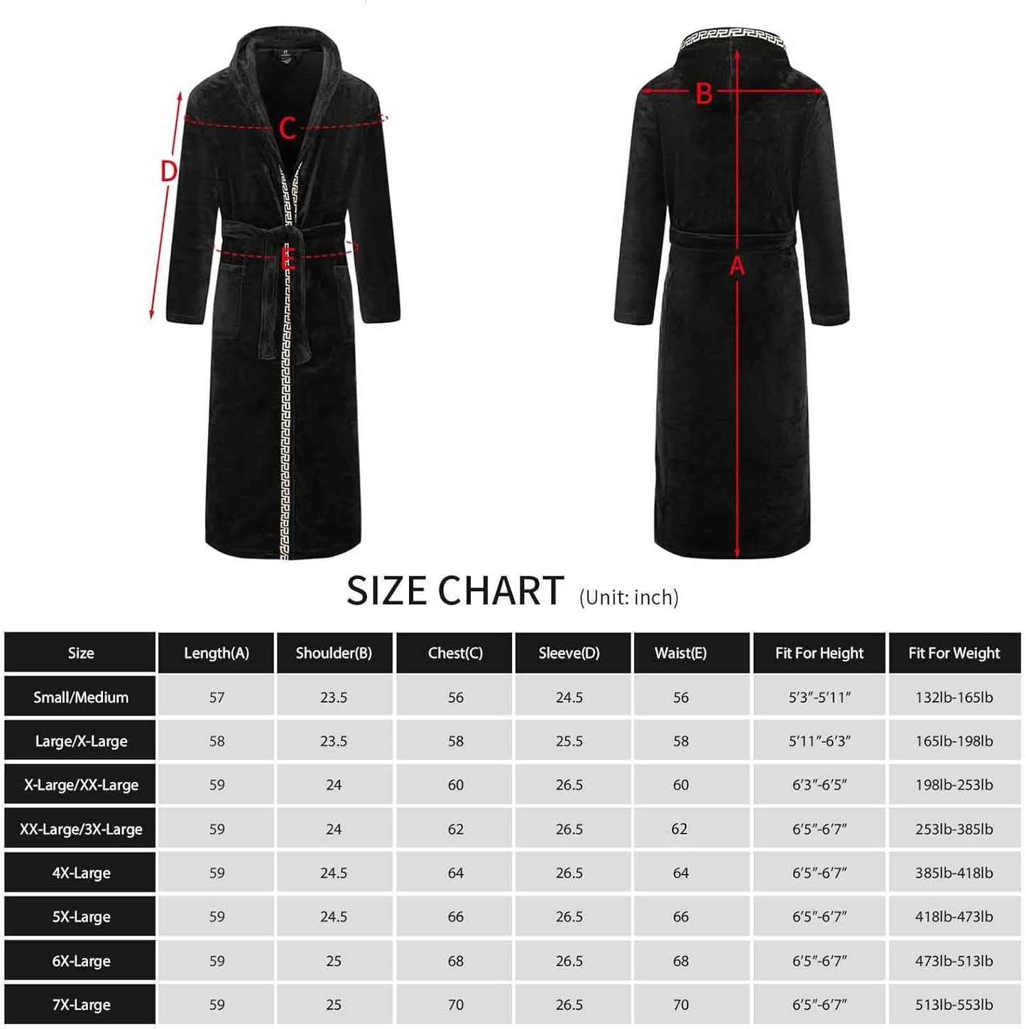 Mens Robes Big and Tall with Hood Two-Tone Flannel Fleece Contrast Bathrobe Full Length Plush Long Robe House Coat