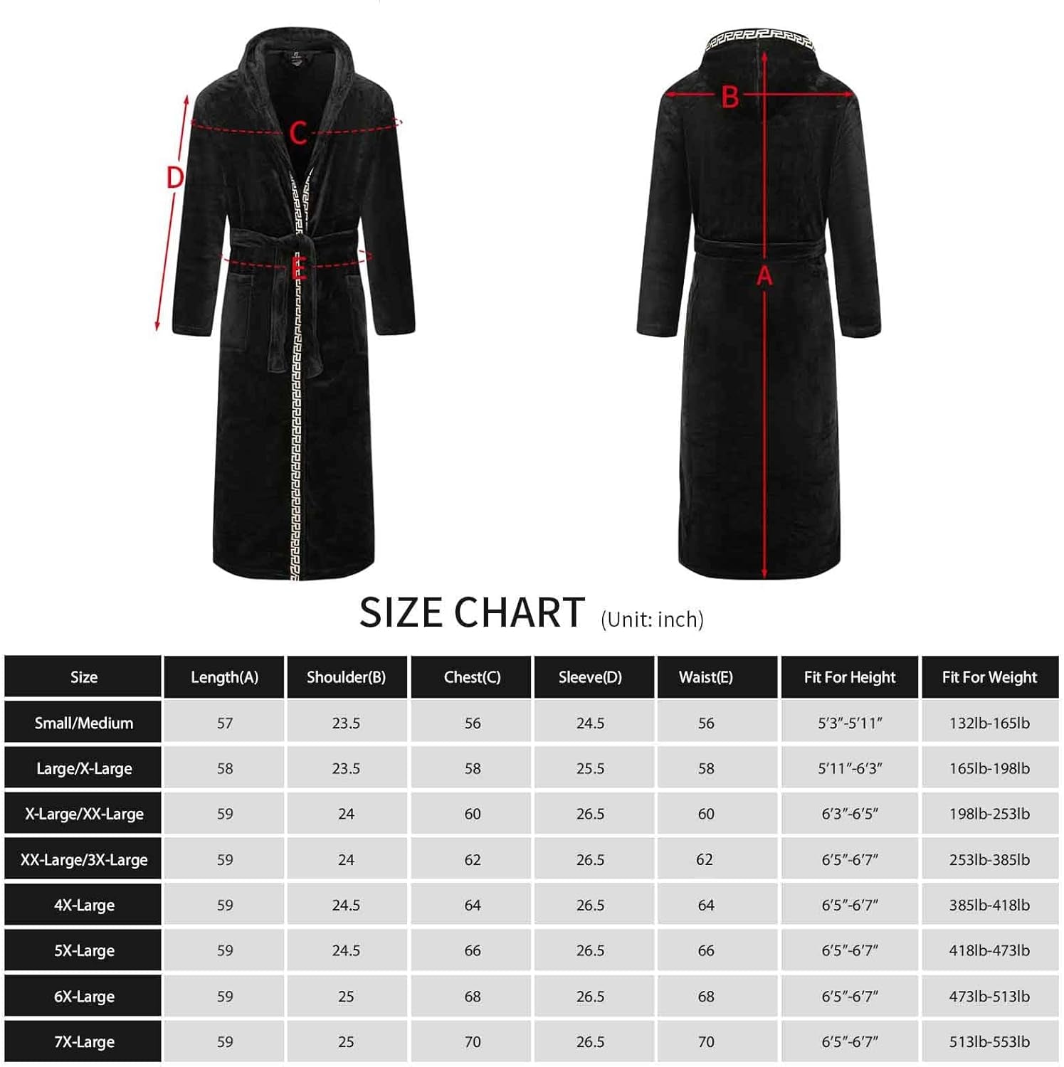 Mens Robes Big and Tall with Hood Two-Tone Flannel Fleece Contrast Bathrobe Full Length Plush Long Robe House Coat