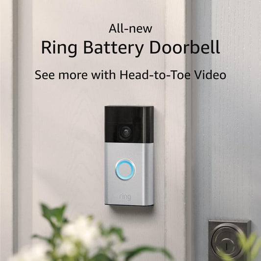 All-New  Battery Doorbell, Head-To-Toe Video, Live View with Two-Way Talk, and Motion Detection & Alerts (2024 Release), Satin Nickel