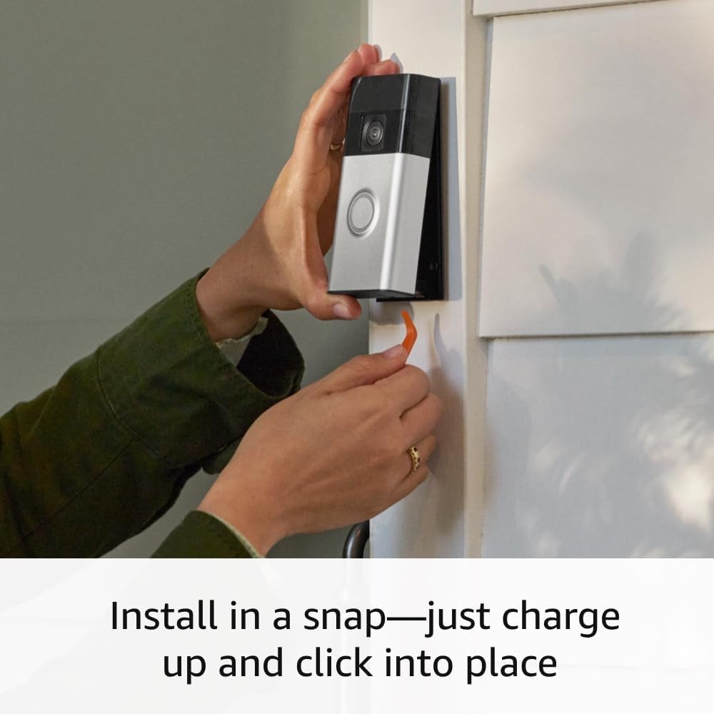 All-New  Battery Doorbell, Head-To-Toe Video, Live View with Two-Way Talk, and Motion Detection & Alerts (2024 Release), Satin Nickel