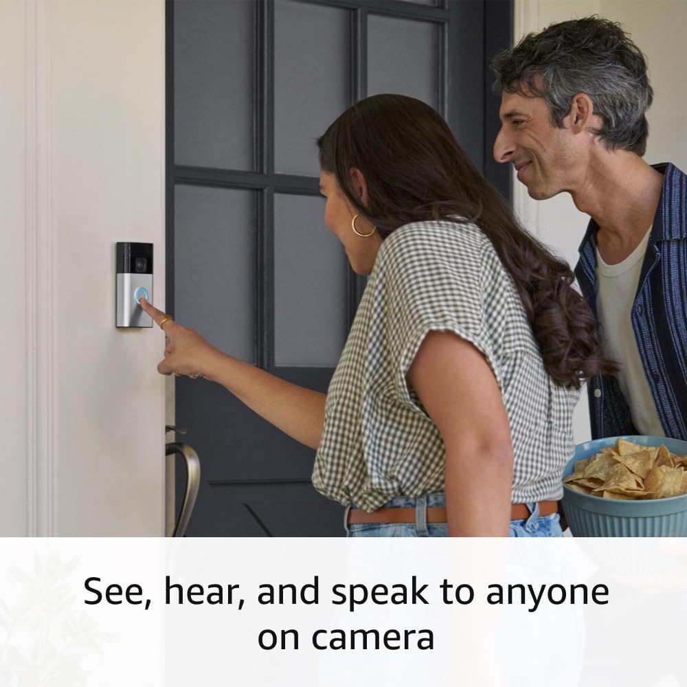 All-New  Battery Doorbell, Head-To-Toe Video, Live View with Two-Way Talk, and Motion Detection & Alerts (2024 Release), Satin Nickel