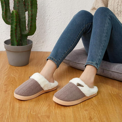 Women'S Slip on Fuzzy House Slippers Memory Foam Slippers Scuff Outdoor Indoor Warm Plush Bedroom Shoes with Faux Fur Lining