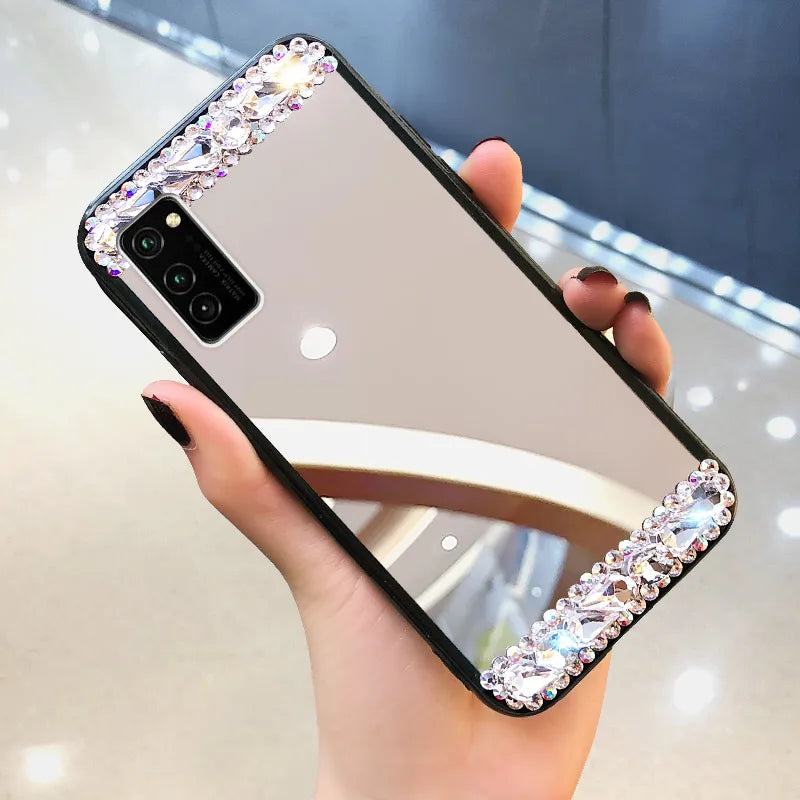 Mirror Diamond Case for Samsung Galaxy S24 Ultra S23 S22 S21 Note 20 Ultra S20 Plus Luxury Make Up Shockproof Plastic TPU Cover