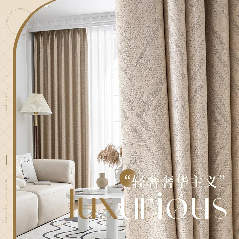 2025 Modern Light Luxury Fully Insulated Blackout Curtain Simple Sunscreen Bedroom Bay Window Curtains Soundproof Study Drapes