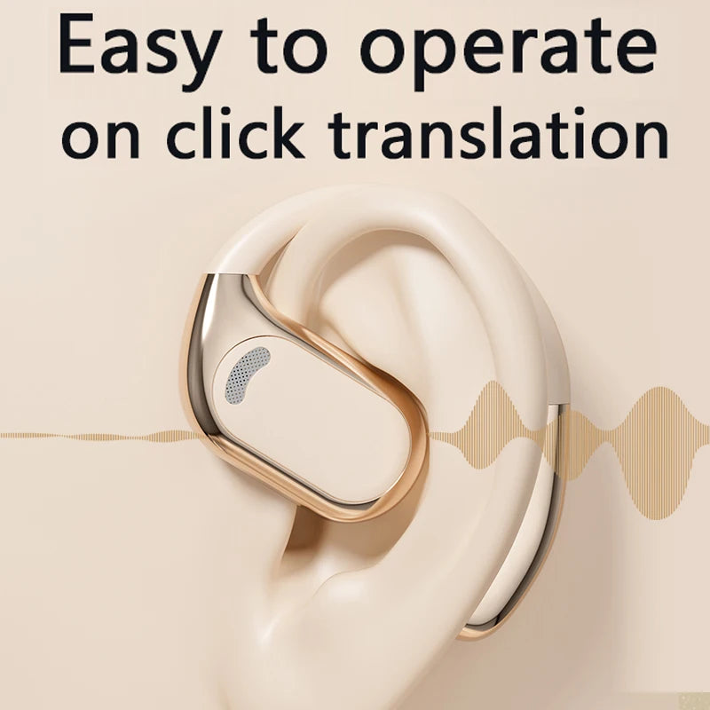 AI HD earhook waterproof touch translation headphones English learning real-time translator study abroad translation headphones