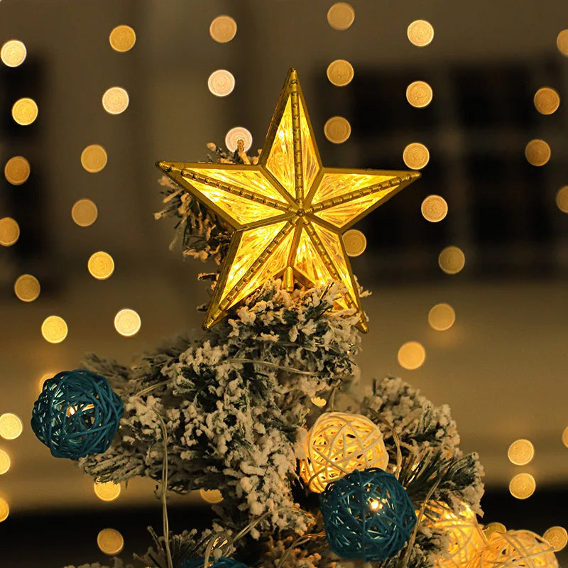 Christmas Tree Top Star Battery Power Glowing Five-pointed Star Lamp For Home Christmas Tree Decoration Lighting